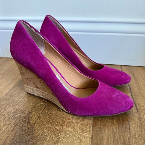 Franco Sarto Calix Cork Wedge Heel - Pink Suede | Size 7.5 - Picture 2 of 10